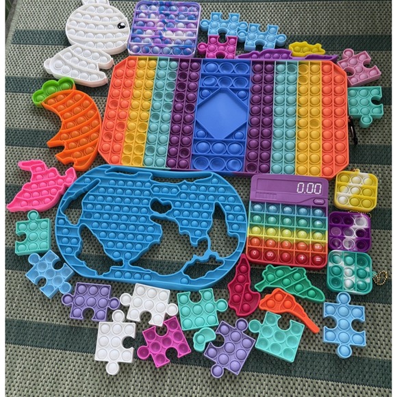 The Unbranded Brand Other - Pop It Lot Sensory Toy Lot of 31 Fidget Pop It Stress Relief Assorted